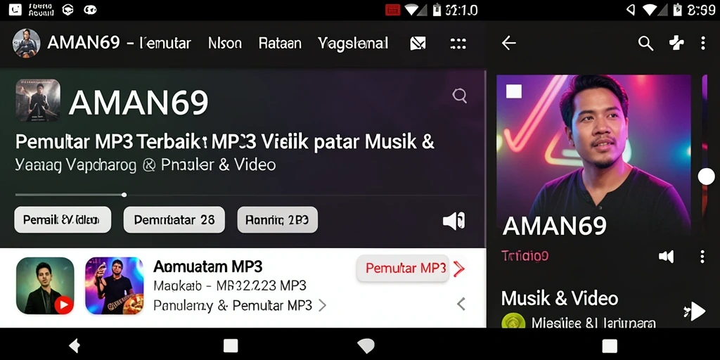 Antarmuka aplikasi AMAN69 yang sederhana dan menarik