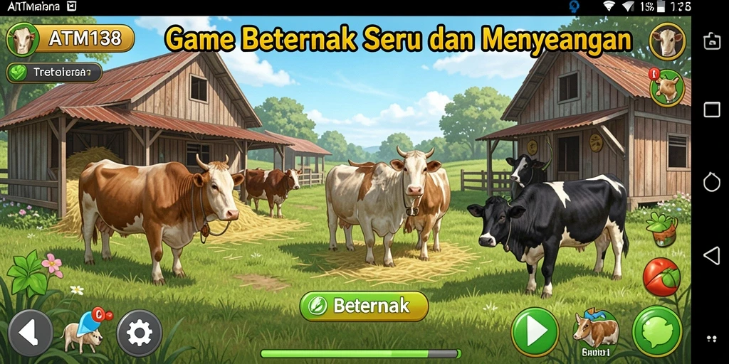 Tampilan antarmuka game Beternak yang menarik dan informatif.