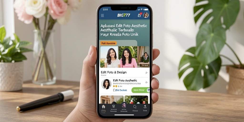 Tampilan antarmuka aplikasi BIG777 untuk Edit Foto Aesthetic yang menarik dan user-friendly.