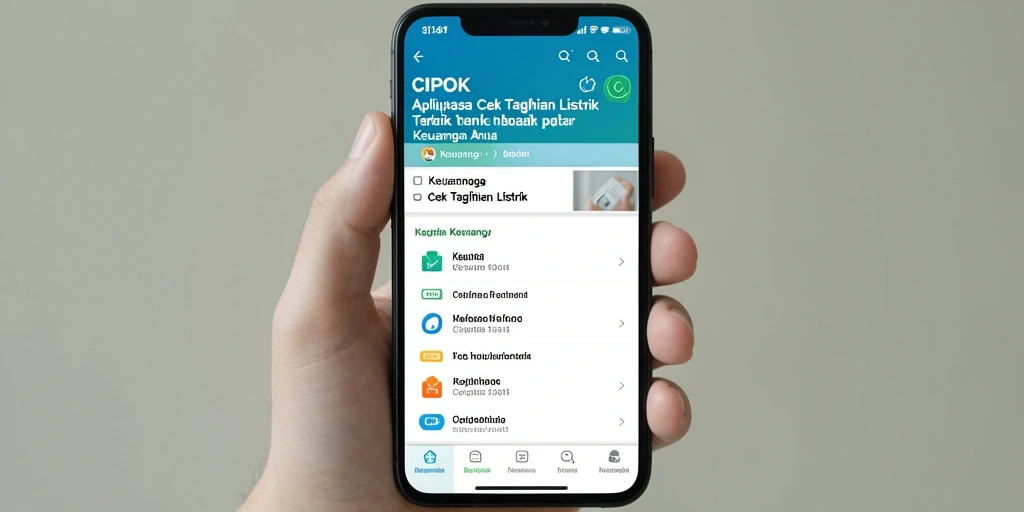 Antarmuka aplikasi CIPOK untuk cek tagihan listrik yang intuitif.