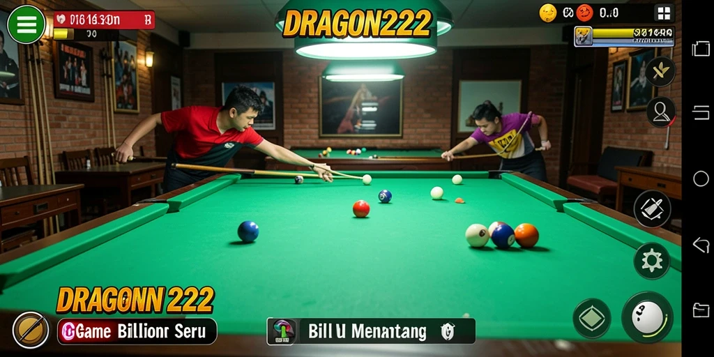 Antarmuka menarik dari DRAGON222 dengan tampilan meja billiard.