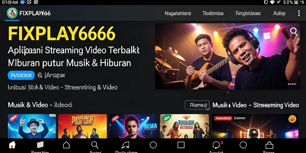 Antarmuka FIXPLAY666 dengan daftar video musik yang variatif.
