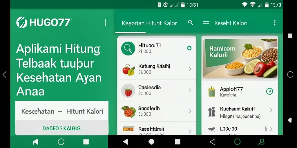 Antarmuka aplikasi HUGO77 yang menampilkan fungsi Hitung Kalori.