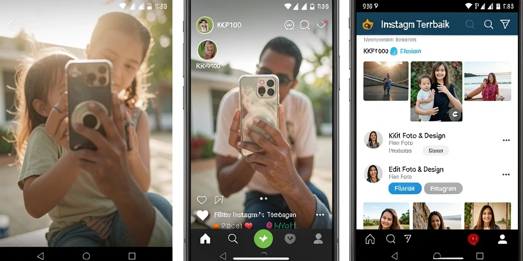 Tampilan antarmuka KPK100 dengan berbagai pilihan filter Instagram.