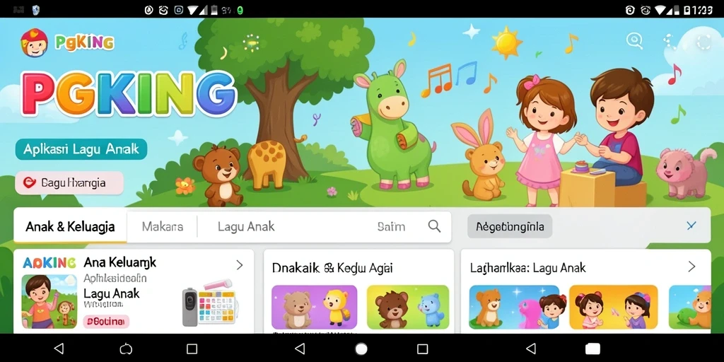 Tampilan antarmuka PGKING yang ceria dan penuh warna.