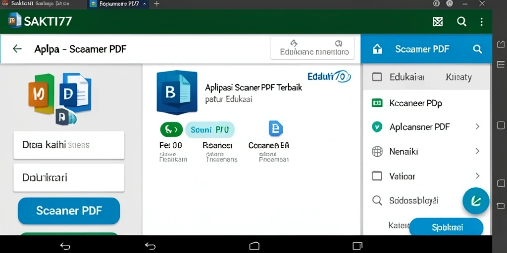 Antarmuka sederhana aplikasi SAKTI77 untuk memindai dokumen PDF.