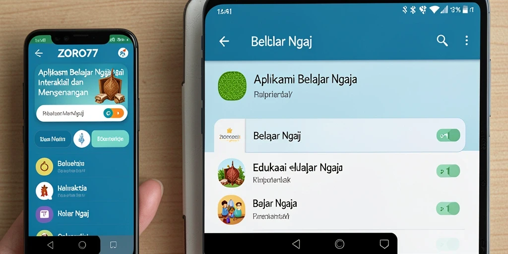 Antarmuka aplikasi ZORO77 untuk belajar ngaji