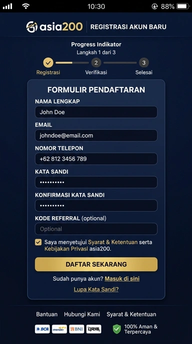 Buat Akun Baru di asia200 Dengan Mudah