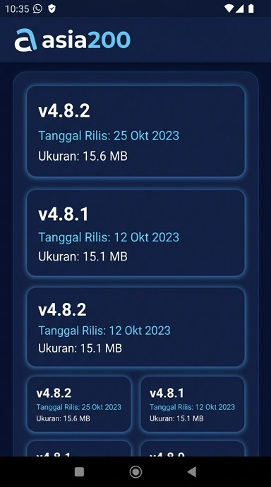 Riwayat Versi Asia200 untuk Pengguna Android